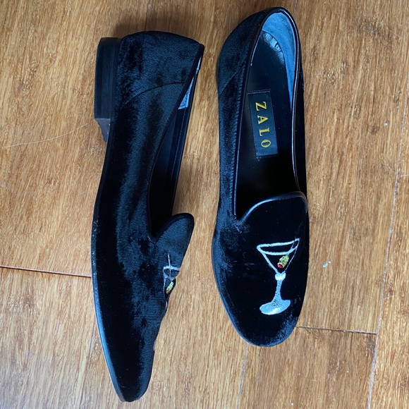 Zalo Velvet Embroidered Martini Loafers, Size 8.5 - Picture 4 of 6